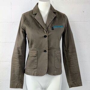 EDUN Taupe Blazer with Teal Accent